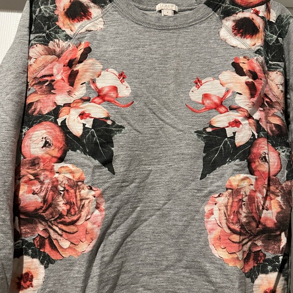 J. Crew Factory Gray Floral Sweatshirt - Picture 3 of 4